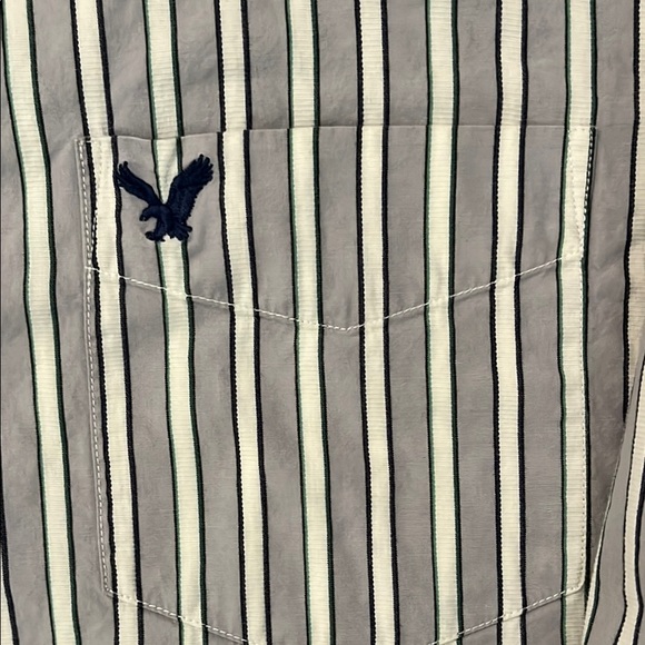 American Eagle Outfitters Men's Gray Striped Casual Shirt Long Sleeve Size XL - Picture 8 of 8